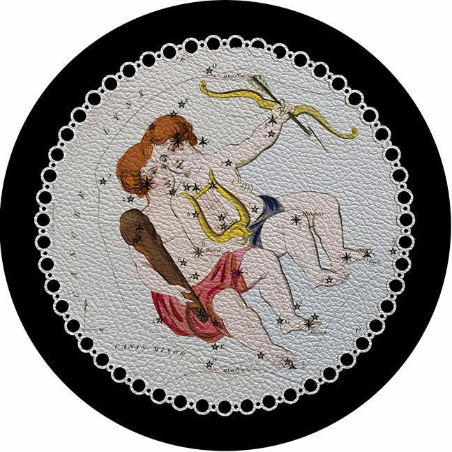 Zodiac Gemini Black 16&quot; Round Pebble Placemat Set of 4 - nicolettemayer.com