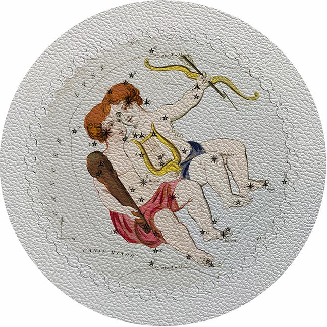 Zodiac Gemini White 16&quot; Round Pebble Placemat Set of 4 - nicolettemayer.com