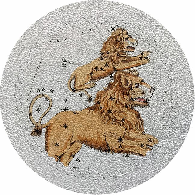 Zodiac Leo White 16&quot; Round Pebble Placemat Set of 4 - nicolettemayer.com