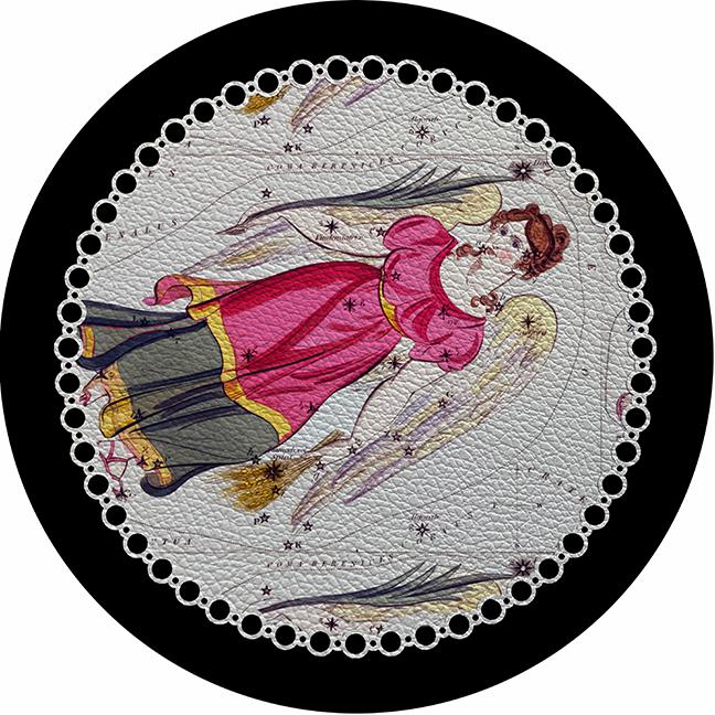 Zodiac Virgo Black 16&quot; Round Pebble Placemat Set of 4 - nicolettemayer.com