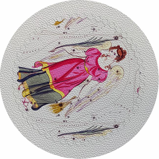 Zodiac Virgo White 16&quot; Round Pebble Placemat Set of 4 - nicolettemayer.com